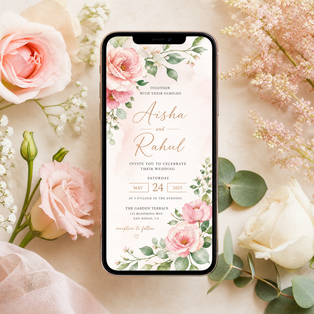 Convite Virtual Casamento Floral