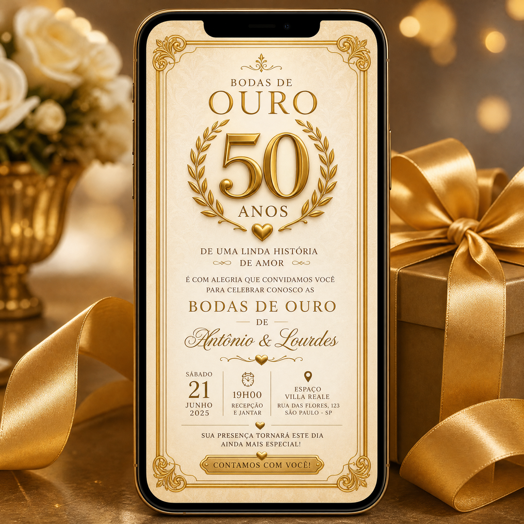Convite Virtual Bodas de Ouro