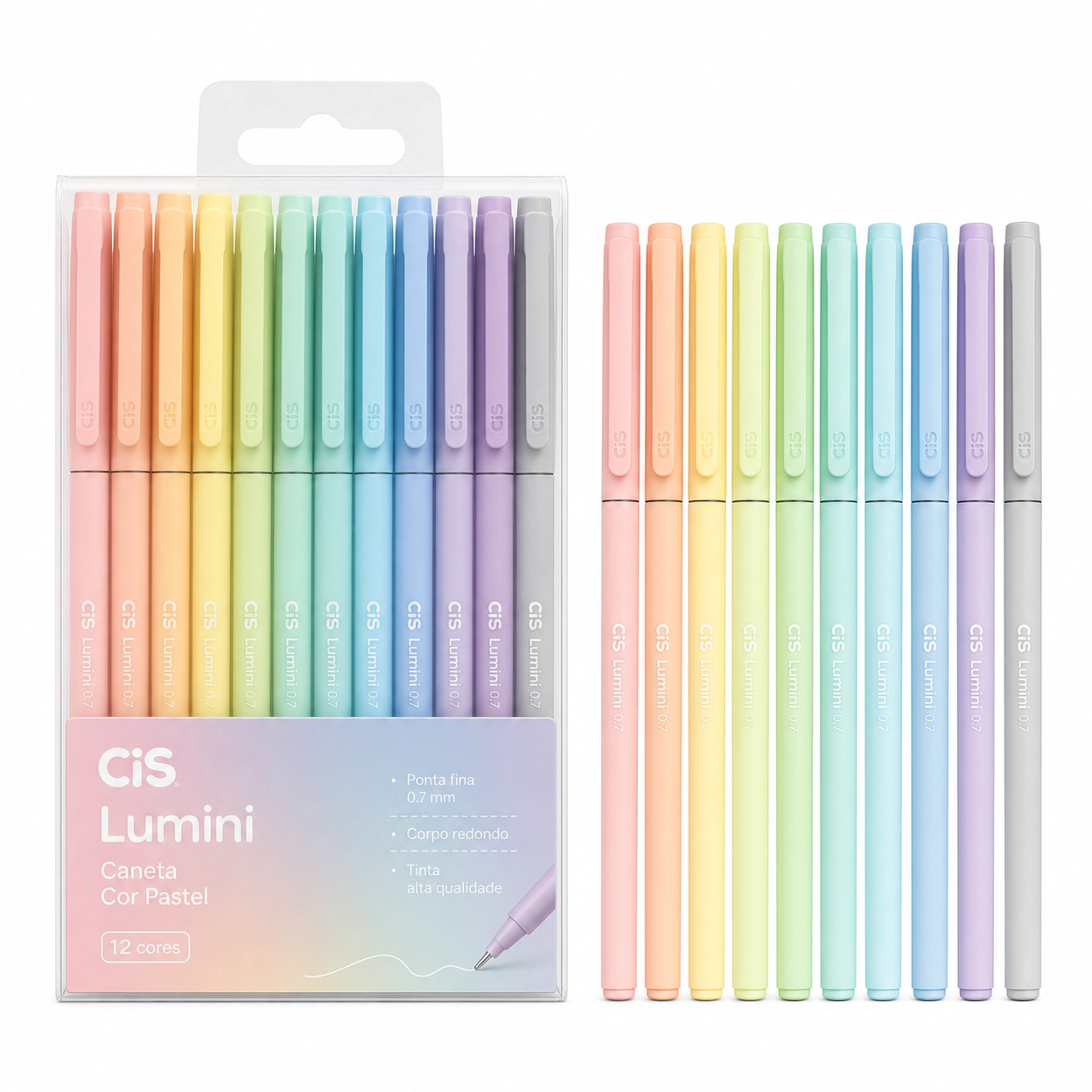 Kit Canetas Coloridas Pastel — 12 Cores
