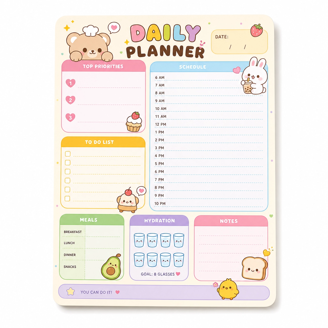 Planner Diário Kawaii: Sua Rotina Mais Doce